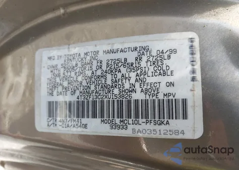 1999 Toyota Sienna Xle из США, поврежденный, VIN 4T3ZF13C2XU153826